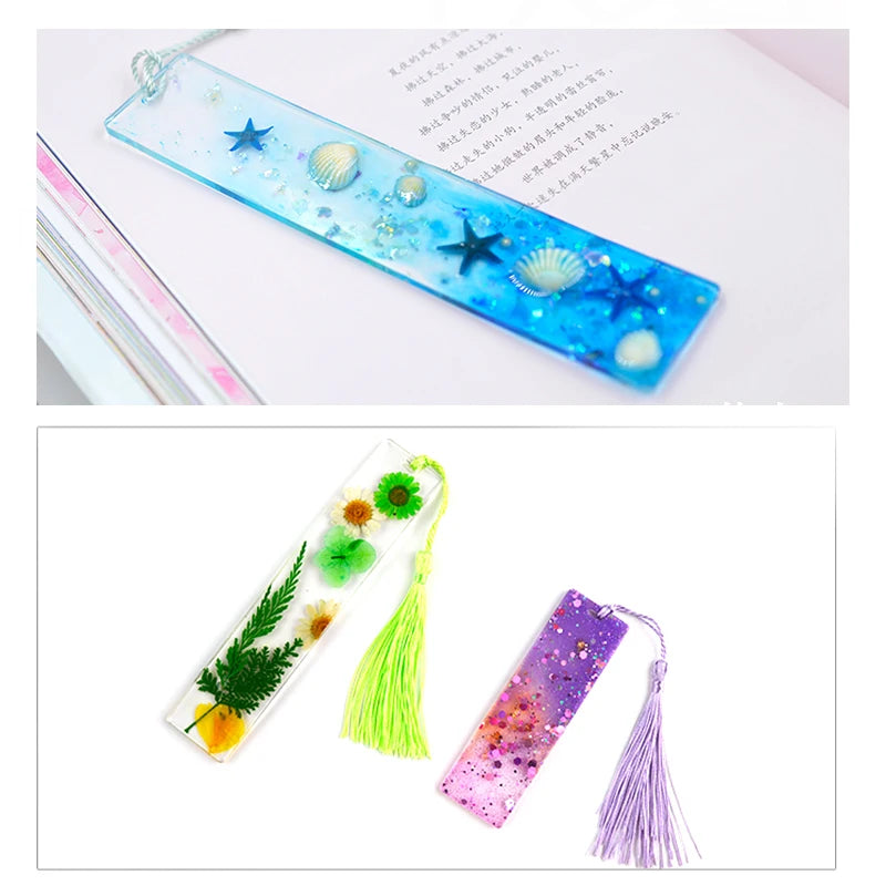 DM175 3pcs/Pack DIY Bookmark Silicone Resin Mold Set Rectangular Ruler Keychain Silicon Mould for Handmade Jewelry Craft