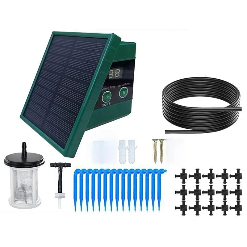 DIY Solar Drip Irrigation System Garden Automatic Watering System Plant Watering Devices for Potted with Water Level Detection