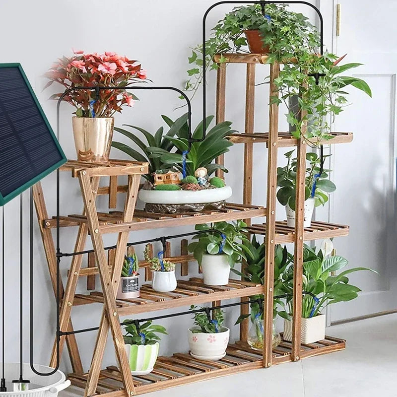 DIY Solar Drip Irrigation System Garden Automatic Watering System Plant Watering Devices for Potted with Water Level Detection