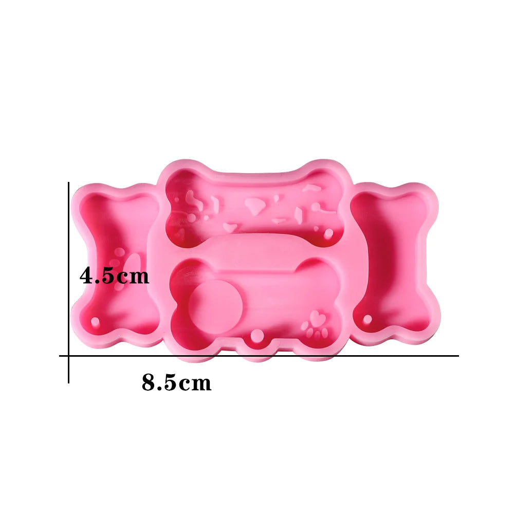 Dog Tag Bone Shaped Keychain Casting Silicone Mold for DIY Key Chain Pendant Crystal Epoxy Resin Molds Craft Jewelry Making Tool