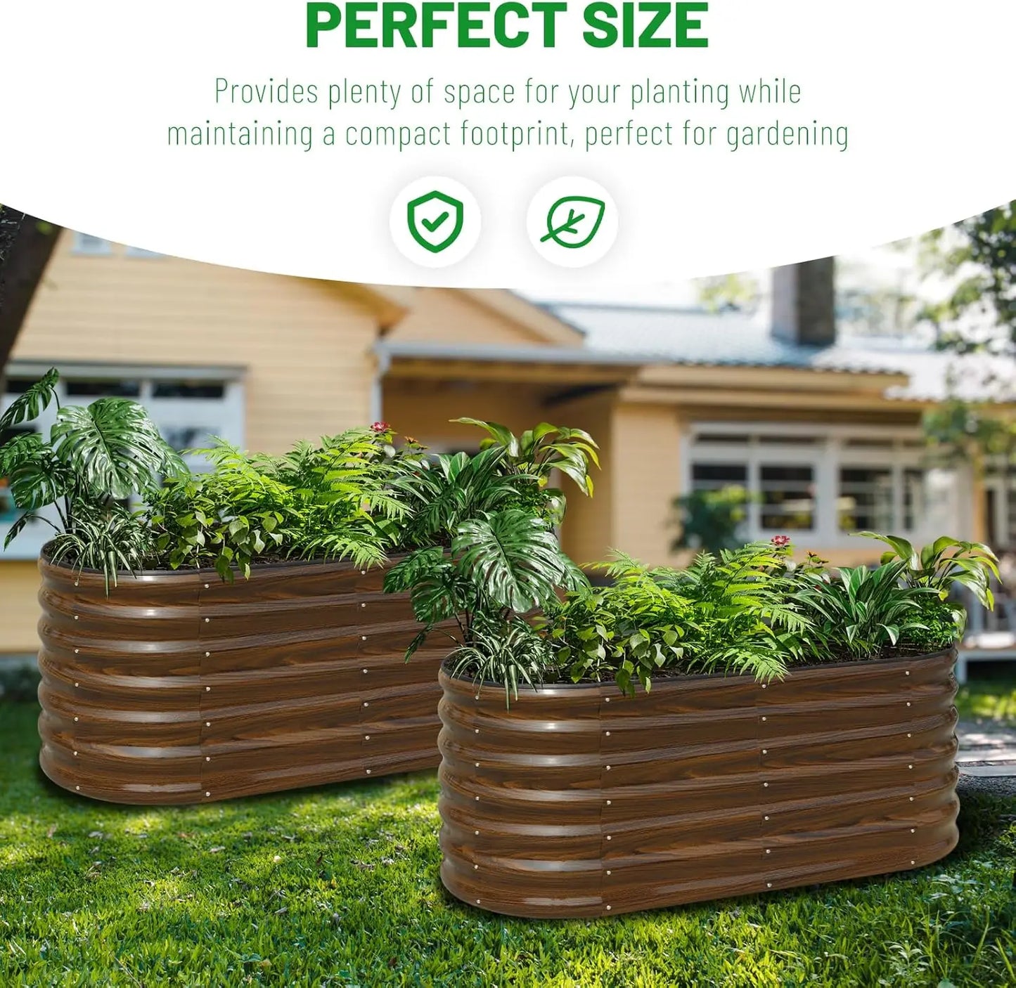 Large Metal Raised Garden Bed Kit, 2 Pcs 4x2x2 ft Planter Box for Vegetables, Flowers, Fruits