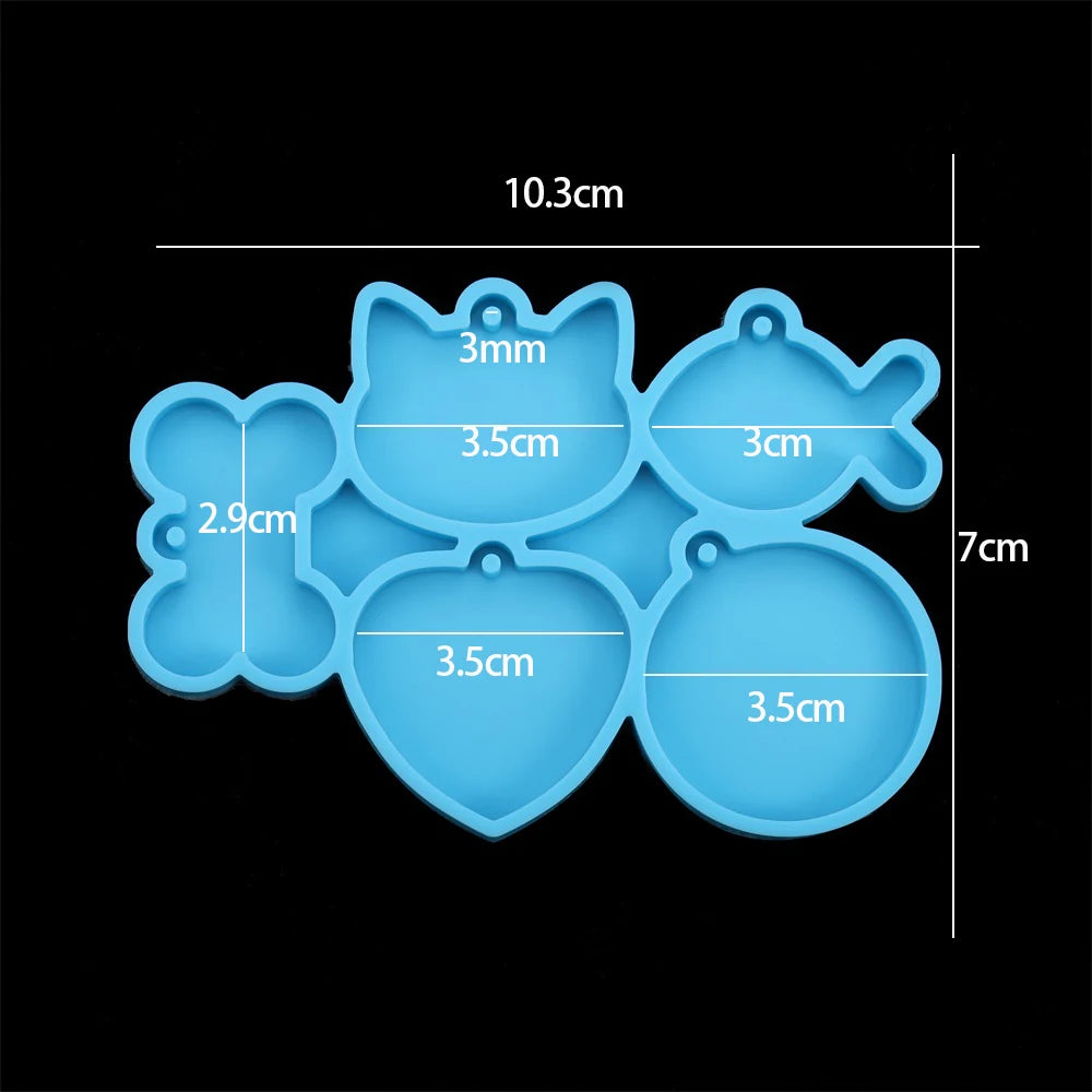 Dog Tag Bone Shaped Keychain Casting Silicone Mold for DIY Key Chain Pendant Crystal Epoxy Resin Molds Craft Jewelry Making Tool
