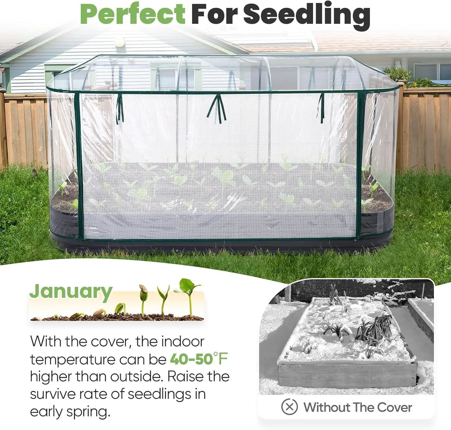 Galvanized Oval Raised Garden Bed with Cover 94.5x47.2x1