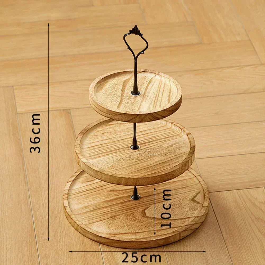 1PC 3-Layer/3-Layer Wood Cake Stand Wooden Fruit Tray Dessert Table Decoration For Birthday Wedding Party Decor Cupcake Plates