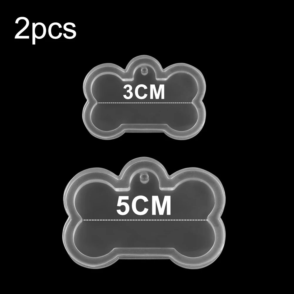 Dog Tag Bone Shaped Keychain Casting Silicone Mold for DIY Key Chain Pendant Crystal Epoxy Resin Molds Craft Jewelry Making Tool