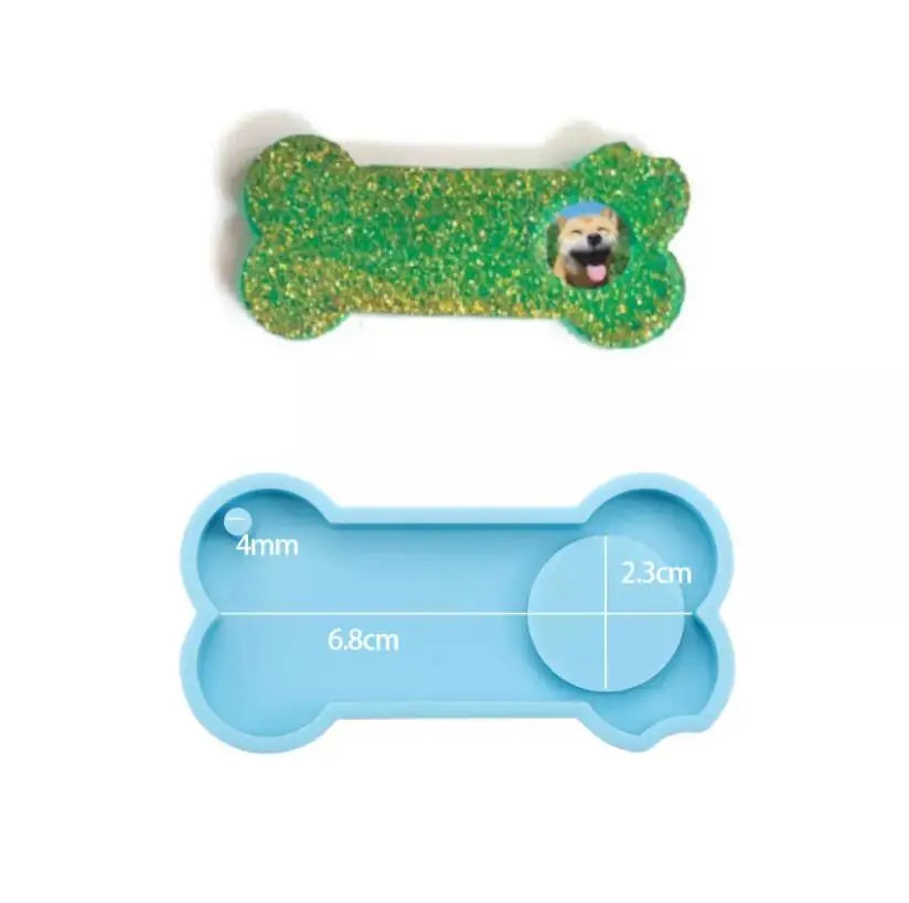 Dog Tag Bone Shaped Keychain Casting Silicone Mold for DIY Key Chain Pendant Crystal Epoxy Resin Molds Craft Jewelry Making Tool