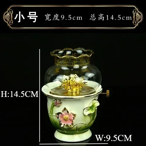 Creative ceramic relief with golden lotus flower incense burner for home use Buddha fruit tray water cup feng shui.