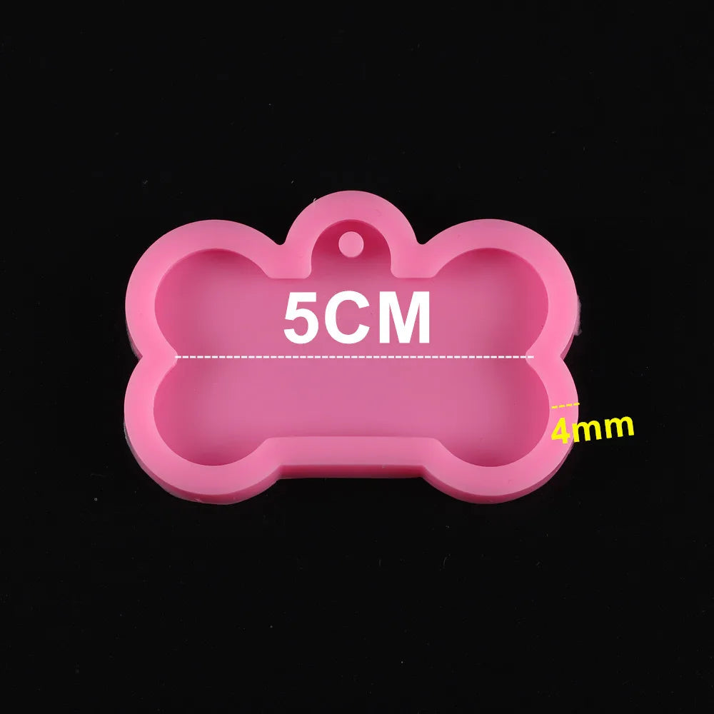 Dog Tag Bone Shaped Keychain Casting Silicone Mold for DIY Key Chain Pendant Crystal Epoxy Resin Molds Craft Jewelry Making Tool
