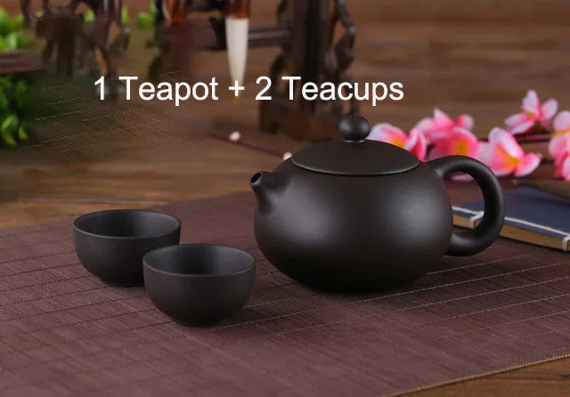 Look at this handmade Clay Kung Fu Tea Set — an authentic Yixing Zisha teapot with matching cups, perfect for brewing rich puer tea.