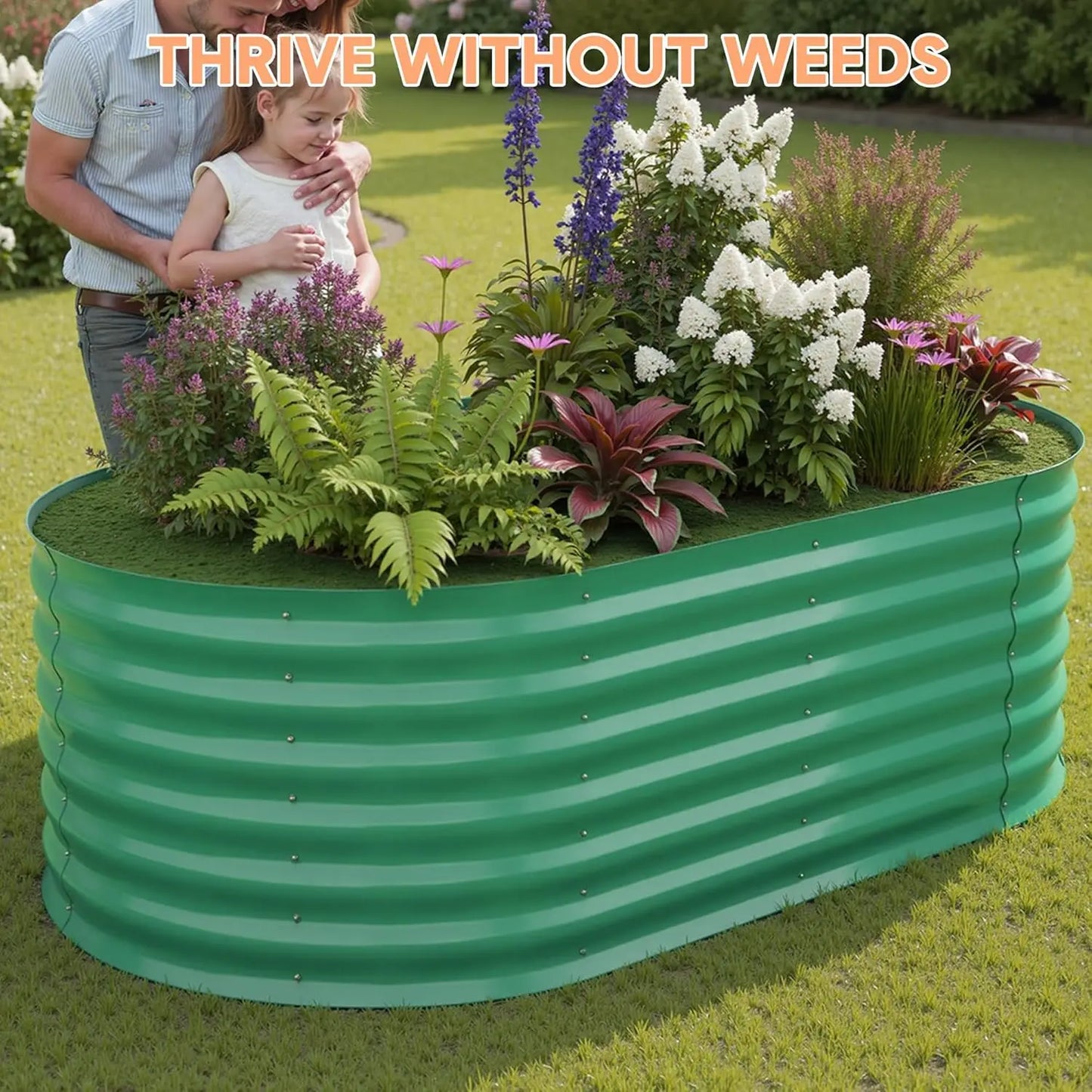 Galvanized Raised Garden Bed Kits Outdoor Metal Grow Garden Planter Box with Open Bottom for Planting Vegetables,Flower,Herb