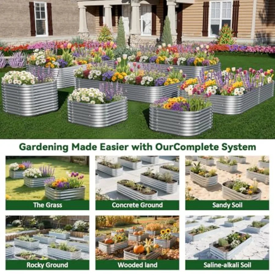 2 Pack Tall 8x3FT Raised Beds for Gardening Corrugated Galvanized Steel Raised Garden Bed Outdoor Metal Above Ground Garden Bed
