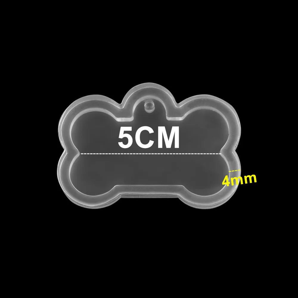 Dog Tag Bone Shaped Keychain Casting Silicone Mold for DIY Key Chain Pendant Crystal Epoxy Resin Molds Craft Jewelry Making Tool