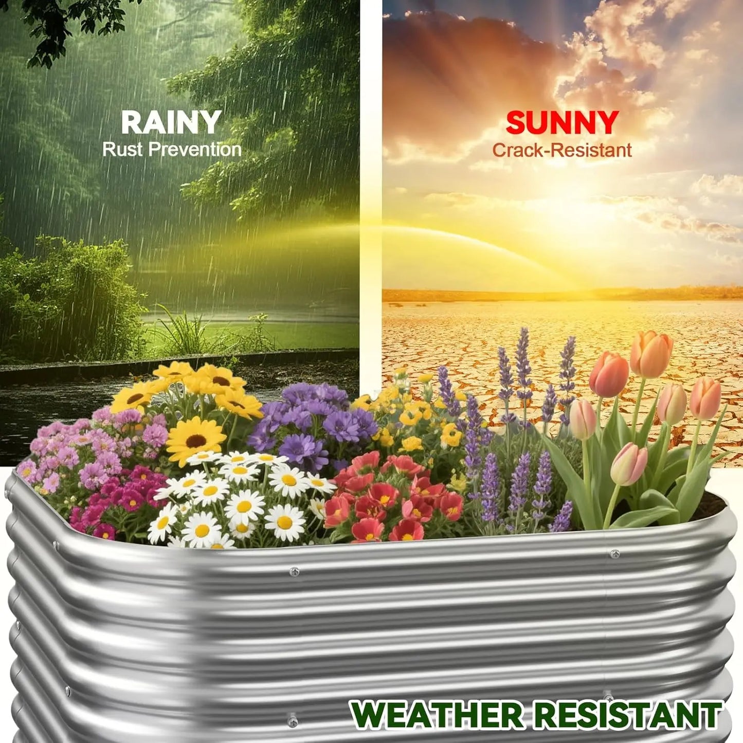 Heavy‑Duty Galvanized Steel Garden Beds (4‑Pack) – Easy‑Build Raised Planters for Outdoors
