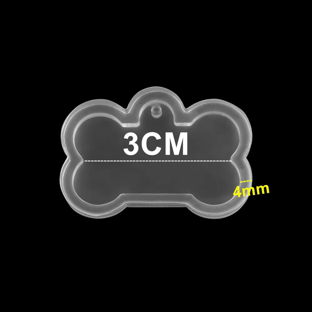 Dog Tag Bone Shaped Keychain Casting Silicone Mold for DIY Key Chain Pendant Crystal Epoxy Resin Molds Craft Jewelry Making Tool