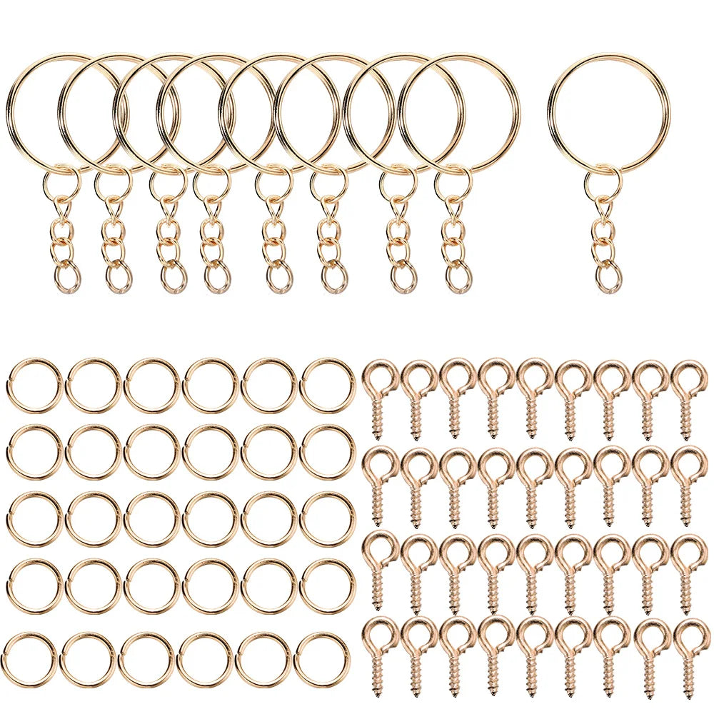 110/220Pcs Keychain Open Jump Rings Eye Pins Jewelry Making Accessories Kits for DIY Epoxy Resin Key Chain Key Ring Pendants
