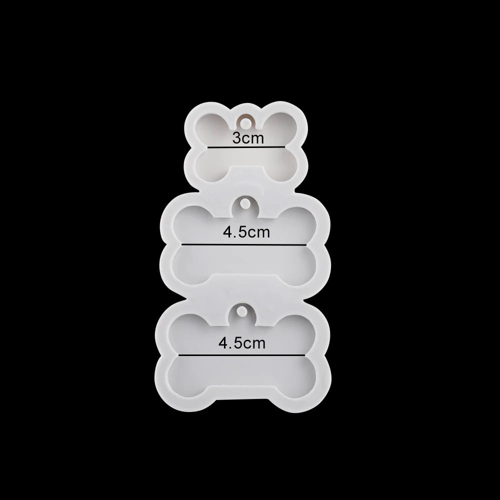 Dog Tag Bone Shaped Keychain Casting Silicone Mold for DIY Key Chain Pendant Crystal Epoxy Resin Molds Craft Jewelry Making Tool