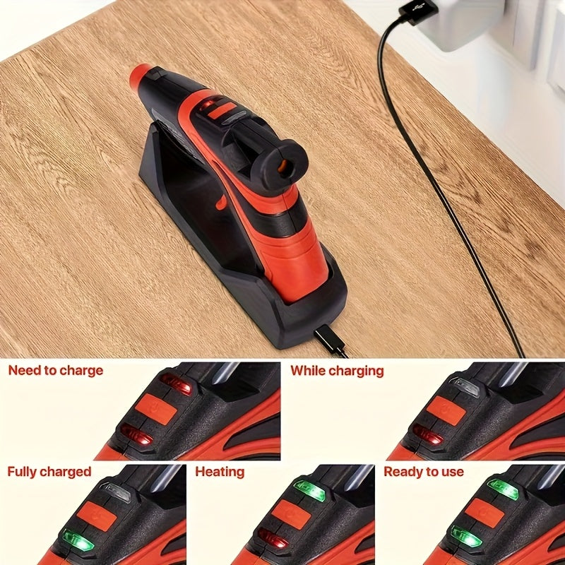 Mini Cordless Handheld Hot Glue Gun with Glue Sticks And Silicone Finger Protectors, Rechargeable Hot Glue Gun Kit for Home Repair, Wood, Card, Quick Arts Crafts DIY & Sealing