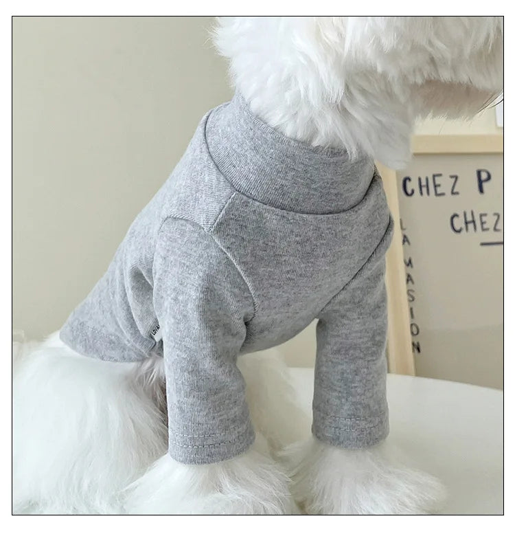 Luxury Teddy Small Dog Cat Home Apparel Cotton Shirt with Letter Print Solid Pattern for Spring Autumn Winter