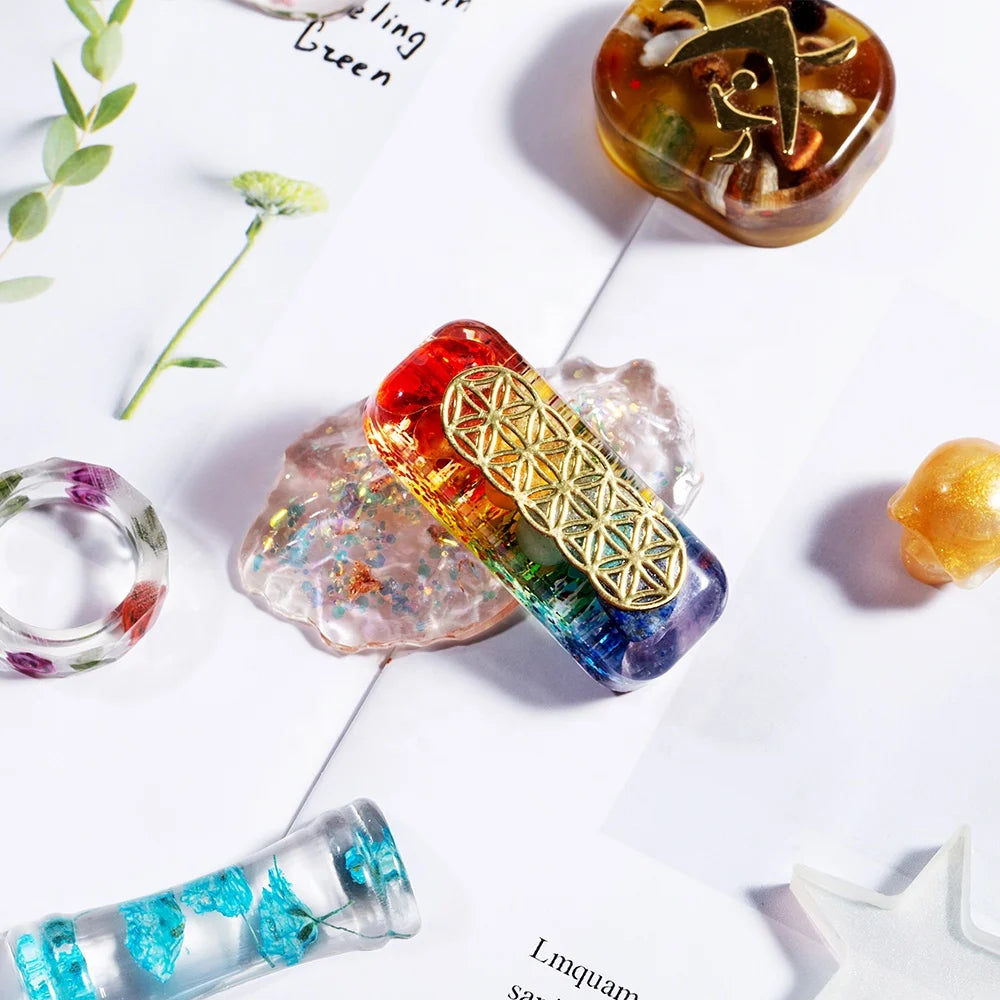 DM153 DIY Organ Chakra Pendant Epoxy Resin Mold Keychain Resin Art Molds for Jewelry Making Tools Craft