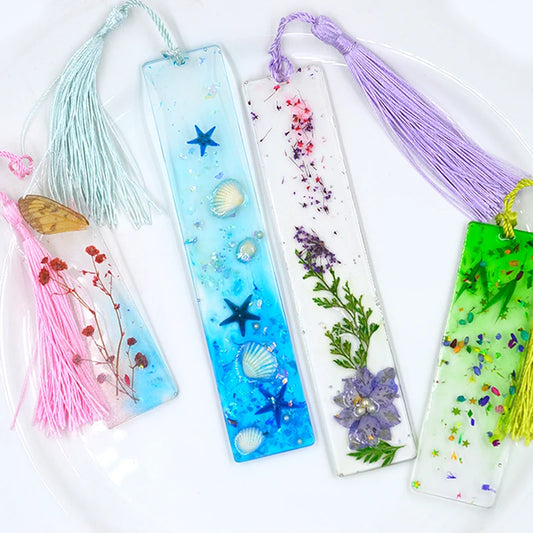 DM175 3pcs/Pack DIY Bookmark Silicone Resin Mold Set Rectangular Ruler Keychain Silicon Mould for Handmade Jewelry Craft
