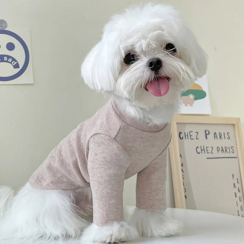 Luxury Teddy Small Dog Cat Home Apparel Cotton Shirt with Letter Print Solid Pattern for Spring Autumn Winter