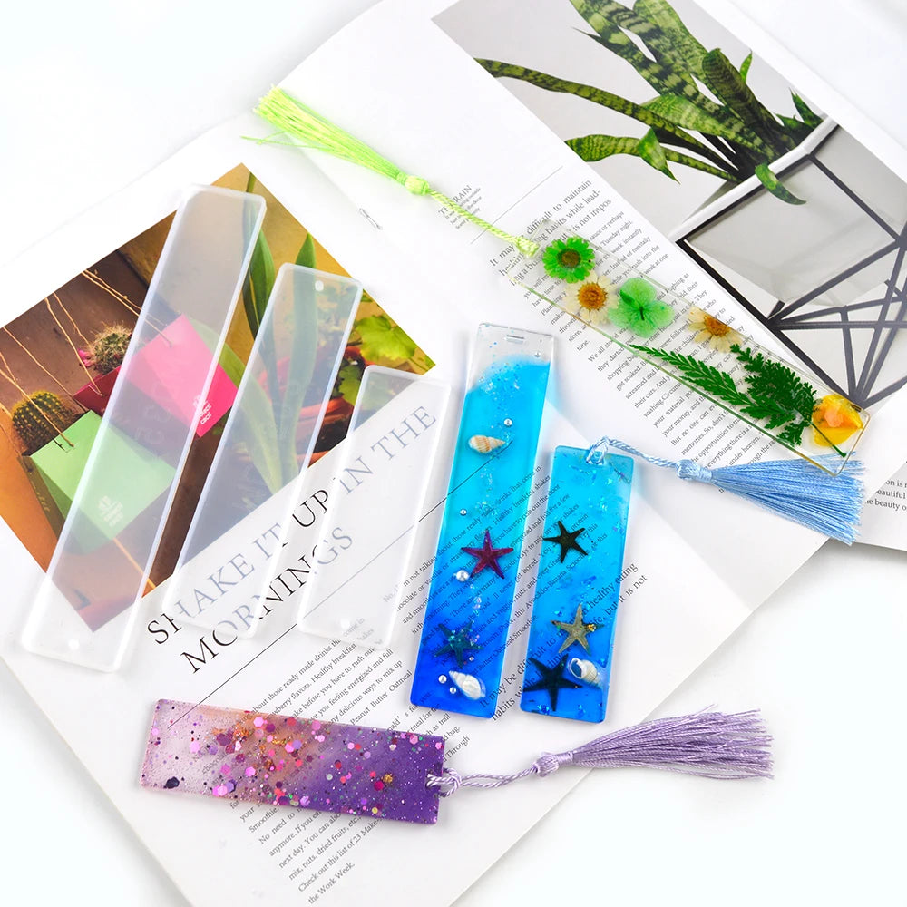 DM175 3pcs/Pack DIY Bookmark Silicone Resin Mold Set Rectangular Ruler Keychain Silicon Mould for Handmade Jewelry Craft