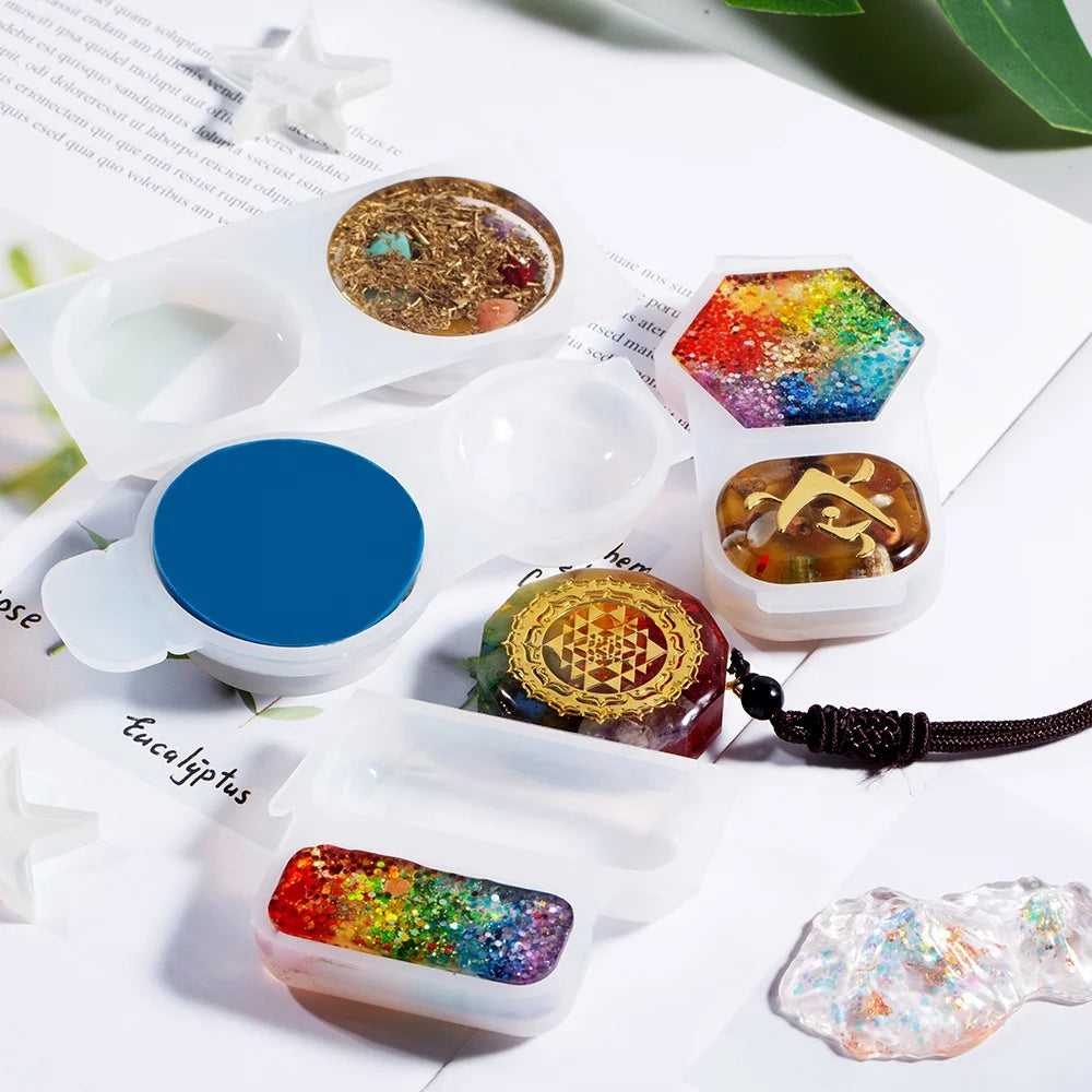 DM153 DIY Organ Chakra Pendant Epoxy Resin Mold Keychain Resin Art Molds for Jewelry Making Tools Craft
