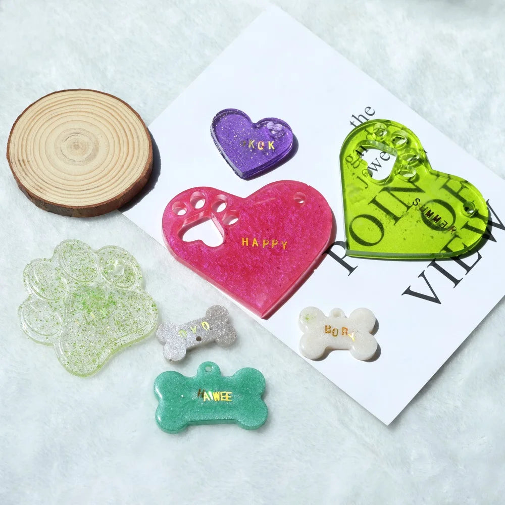 Dog Tag Bone Shaped Keychain Casting Silicone Mold for DIY Key Chain Pendant Crystal Epoxy Resin Molds Craft Jewelry Making Tool