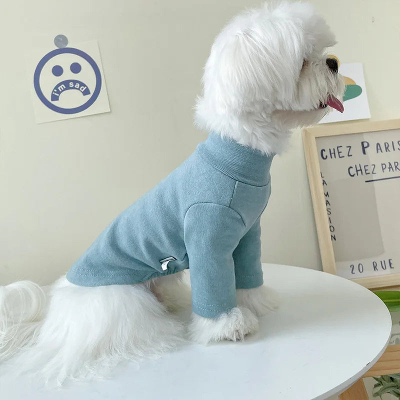 Luxury Teddy Small Dog Cat Home Apparel Cotton Shirt with Letter Print Solid Pattern for Spring Autumn Winter