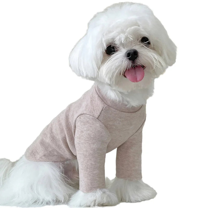 Luxury Teddy Small Dog Cat Home Apparel Cotton Shirt with Letter Print Solid Pattern for Spring Autumn Winter