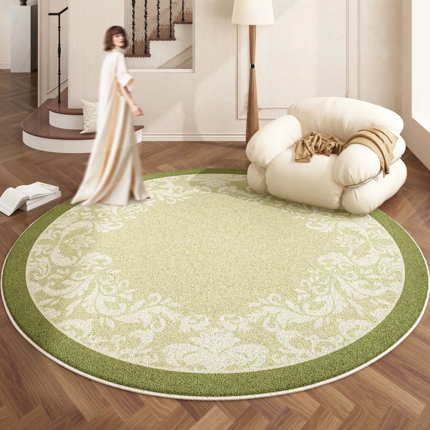 European Style Rugs for Bedroom Home Fluffy Soft Floor Mat Thicken Plush Living Room Decoration Round Carpet Washable Lounge Rug