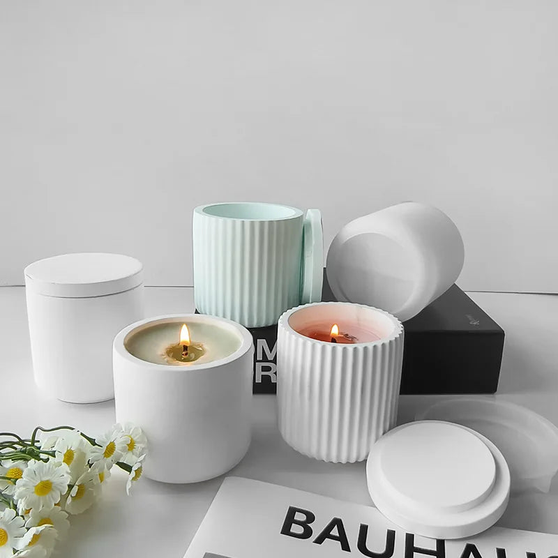 DIY Candle Cup Storage Box Cement Mold Crystal Epoxy Storage Box Silicone Mold Handmade Round Candle jar Mold