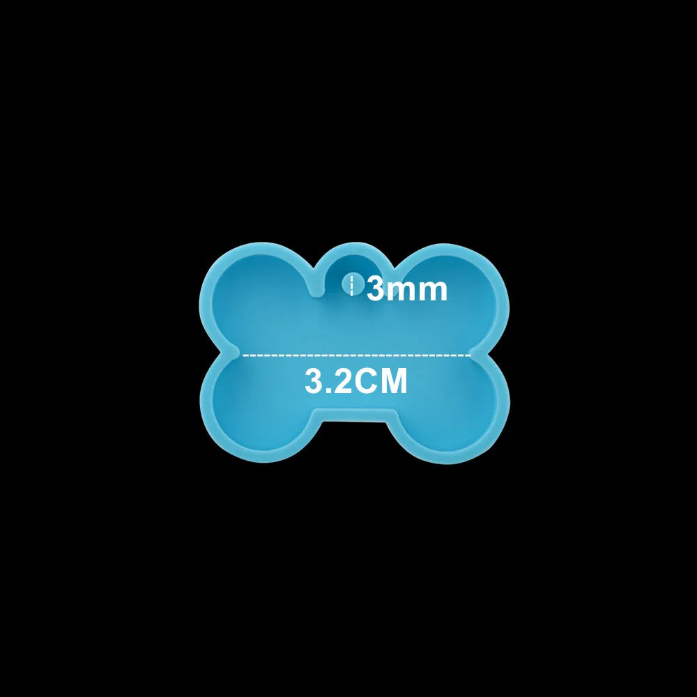 Dog Tag Bone Shaped Keychain Casting Silicone Mold for DIY Key Chain Pendant Crystal Epoxy Resin Molds Craft Jewelry Making Tool