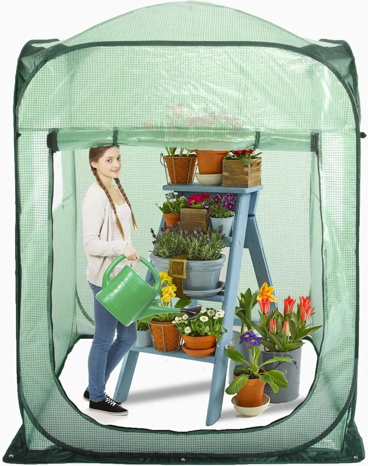 Indoor/Outdoor XL Pop‑Up Greenhouse Tent – Walk‑In Flower House with PE Mesh Cloth