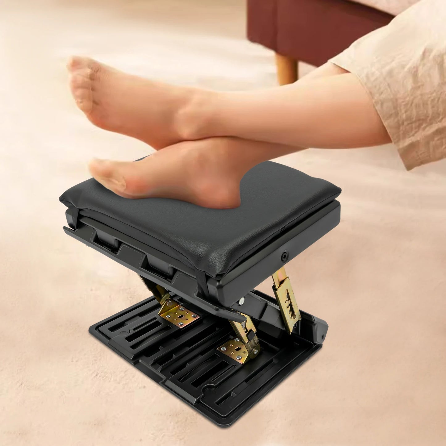 4 Height Level Ergonomic Foldable Footrest Adjustable Foot Rest Portable Footrest Capacity 80kg