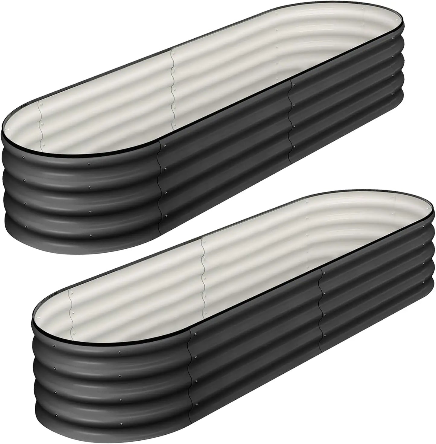 2‑Pack Oval Raised Garden Beds – Galvanized