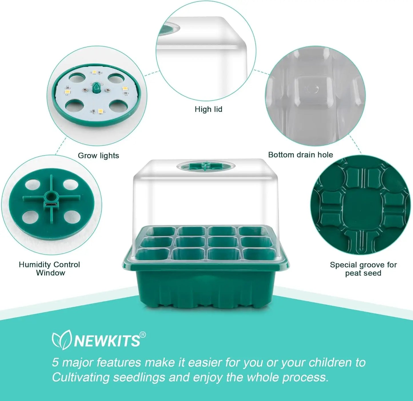 Grow stronger, healthier seedlings with this all‑in‑one 12‑cell starter kit.   full‑spectrum grow light, adjustable humidity dome, and deep planting cells that support fast sprouting.