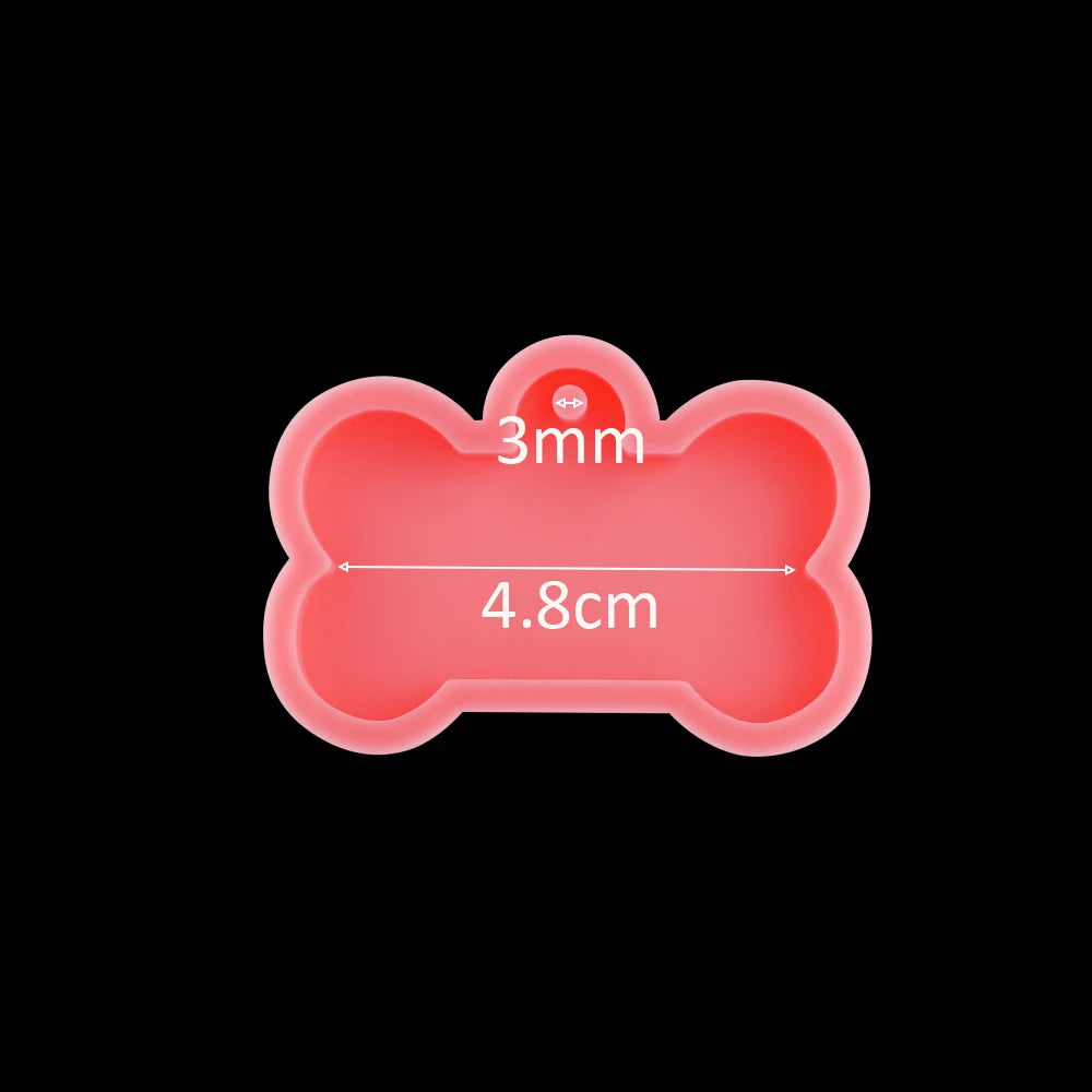 Dog Tag Bone Shaped Keychain Casting Silicone Mold for DIY Key Chain Pendant Crystal Epoxy Resin Molds Craft Jewelry Making Tool