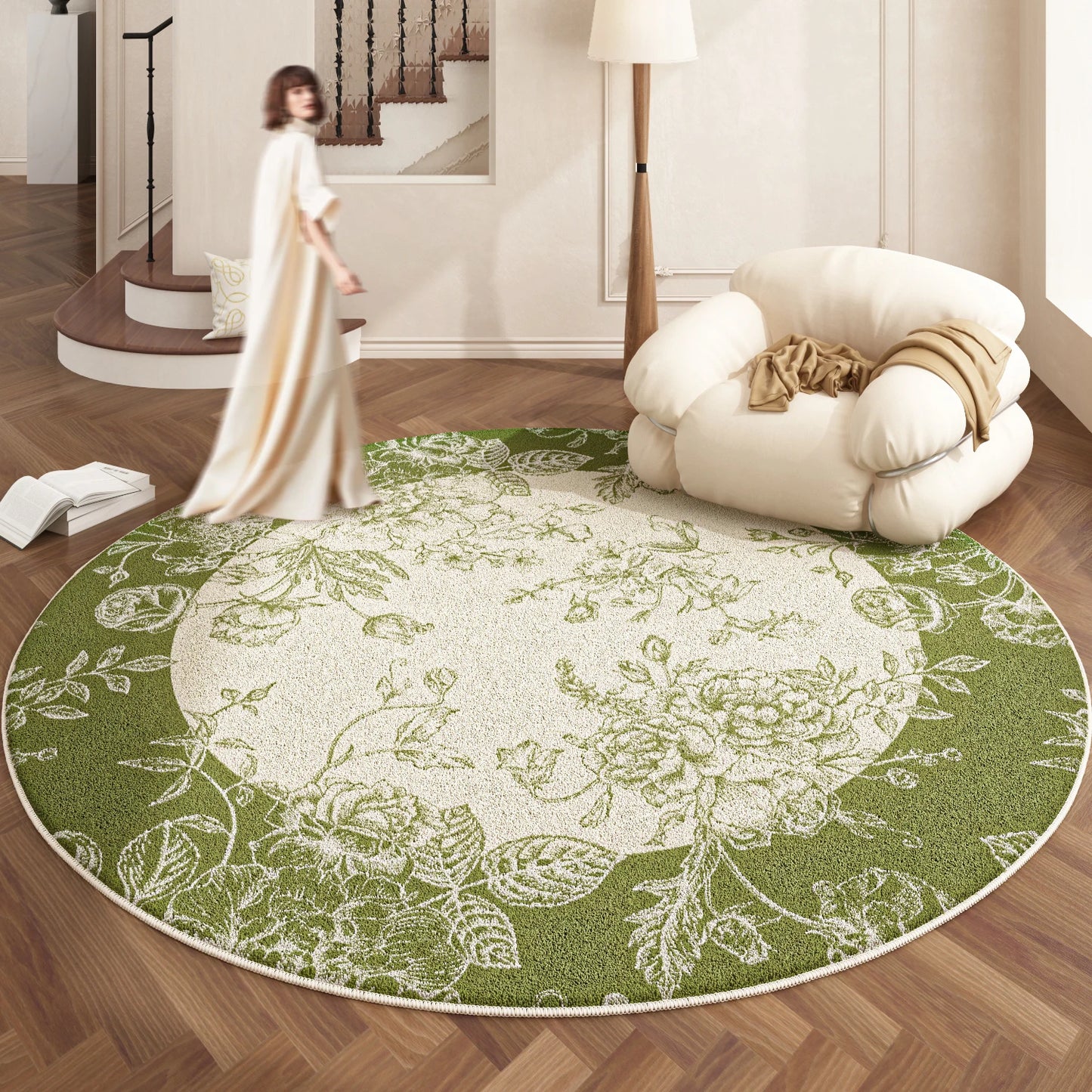 European Style Rugs for Bedroom Home Fluffy Soft Floor Mat Thicken Plush Living Room Decoration Round Carpet Washable Lounge Rug