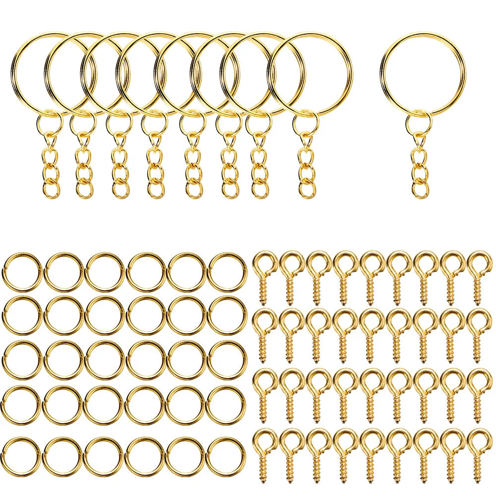 110/220Pcs Keychain Open Jump Rings Eye Pins Jewelry Making Accessories Kits for DIY Epoxy Resin Key Chain Key Ring Pendants