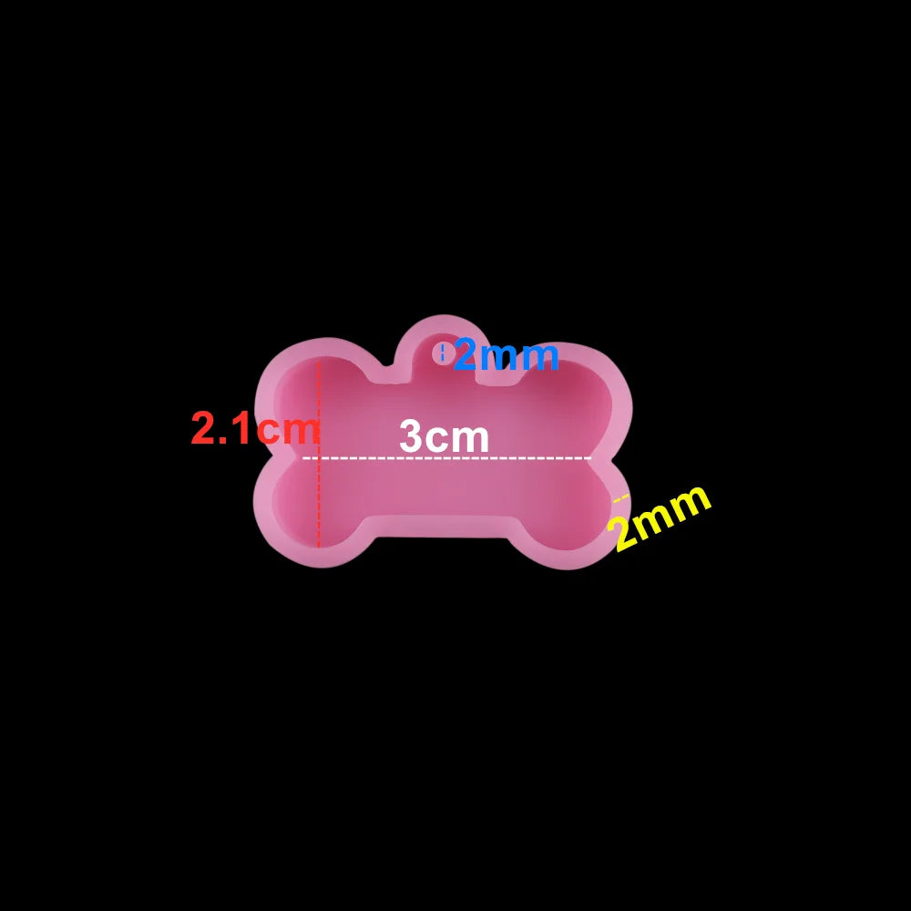 Dog Tag Bone Shaped Keychain Casting Silicone Mold for DIY Key Chain Pendant Crystal Epoxy Resin Molds Craft Jewelry Making Tool