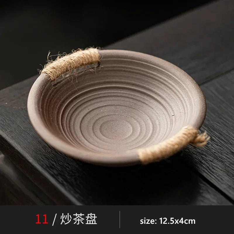Retro Tea Pot Warmer Ceramic Baking Tray Household, Chinese Tea ware Accessories Teapot with Candle Warmer
