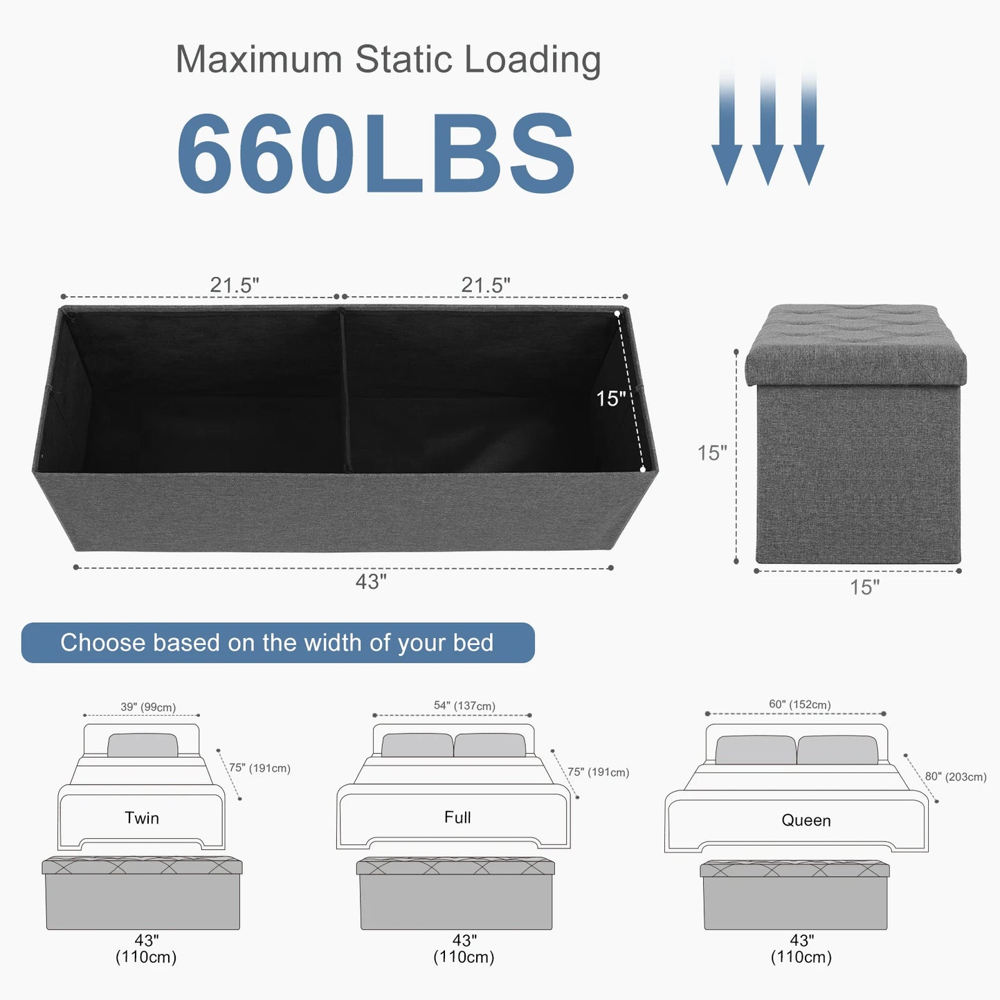 Folding Storage Ottoman Bench Living Room Hidden Storage Footstool Toy Box Bedroom Strong Load-bearing Capacity Stool