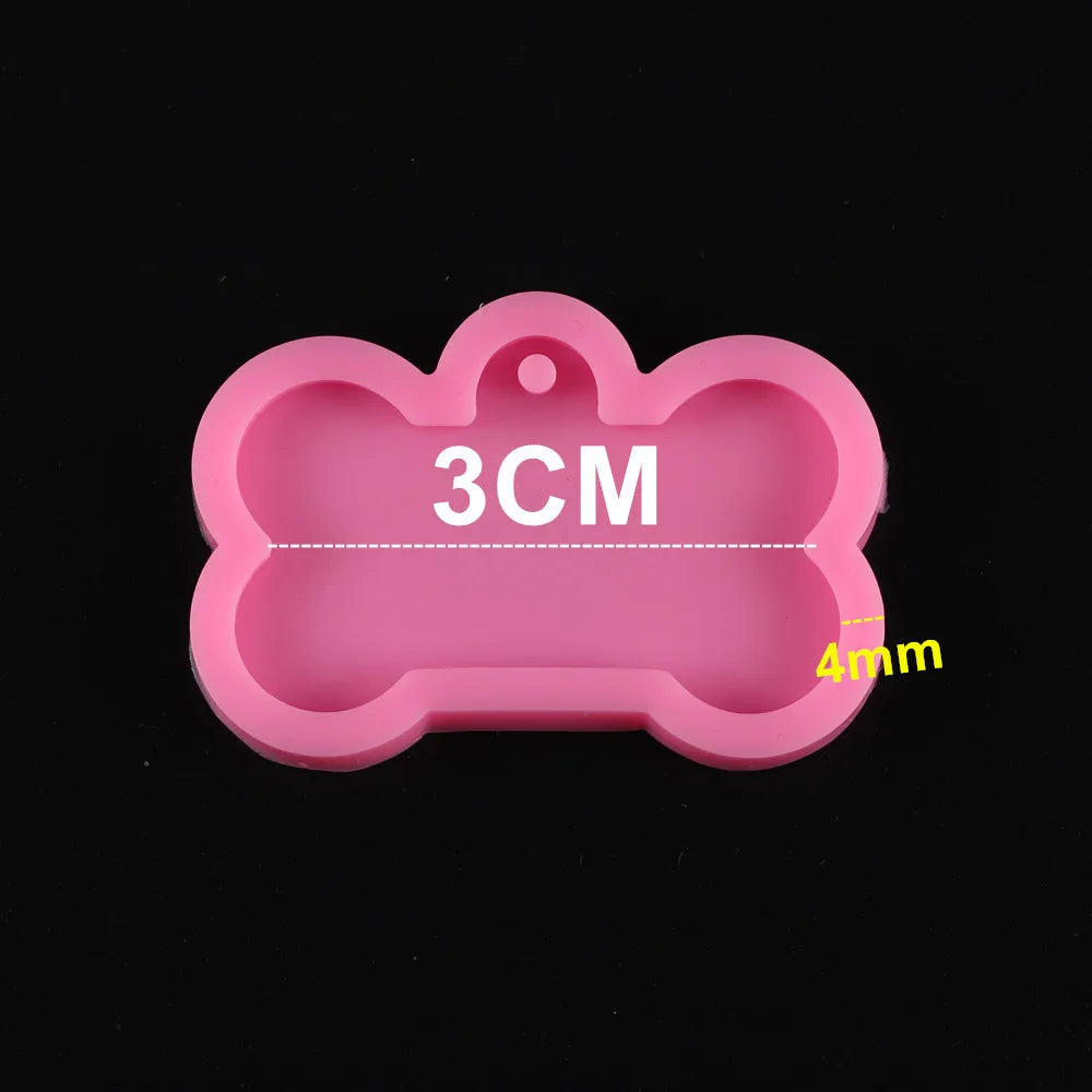 Dog Tag Bone Shaped Keychain Casting Silicone Mold for DIY Key Chain Pendant Crystal Epoxy Resin Molds Craft Jewelry Making Tool