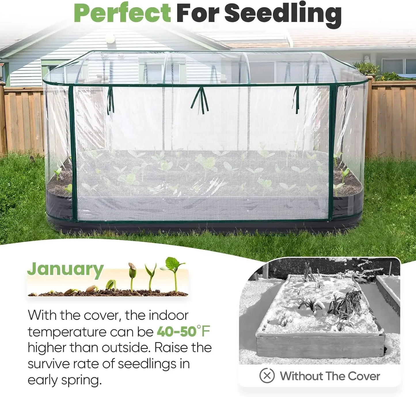 Galvanized Oval Raised Garden Bed with Cover 94.5x47.2x1
