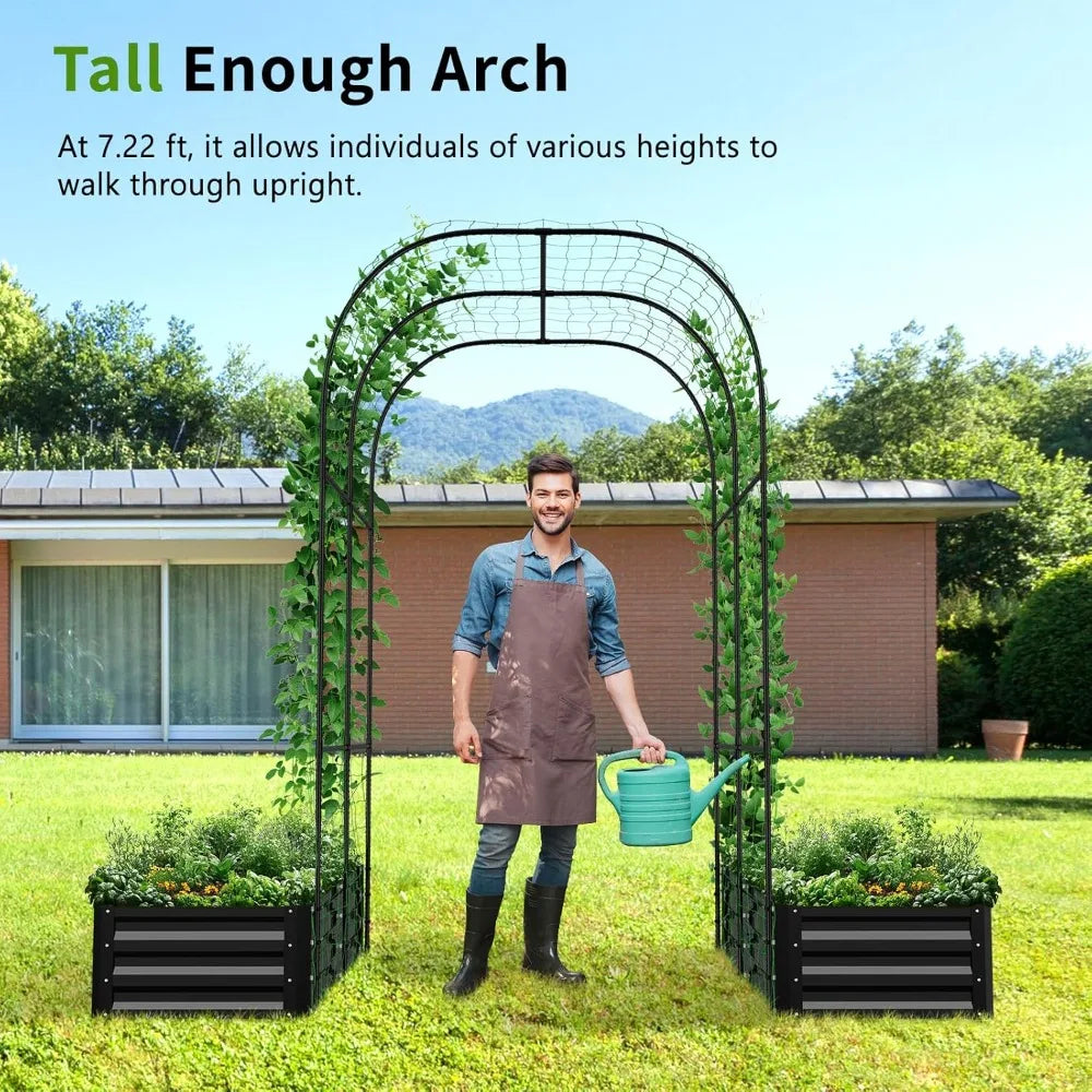 Grow vertically and beautifully with this 3‑in‑1 Raised Garden Bed. The 87" arch trellis supports climbing plants while the galvanized planter box creates a sturdy, stylish outdoor growing space.