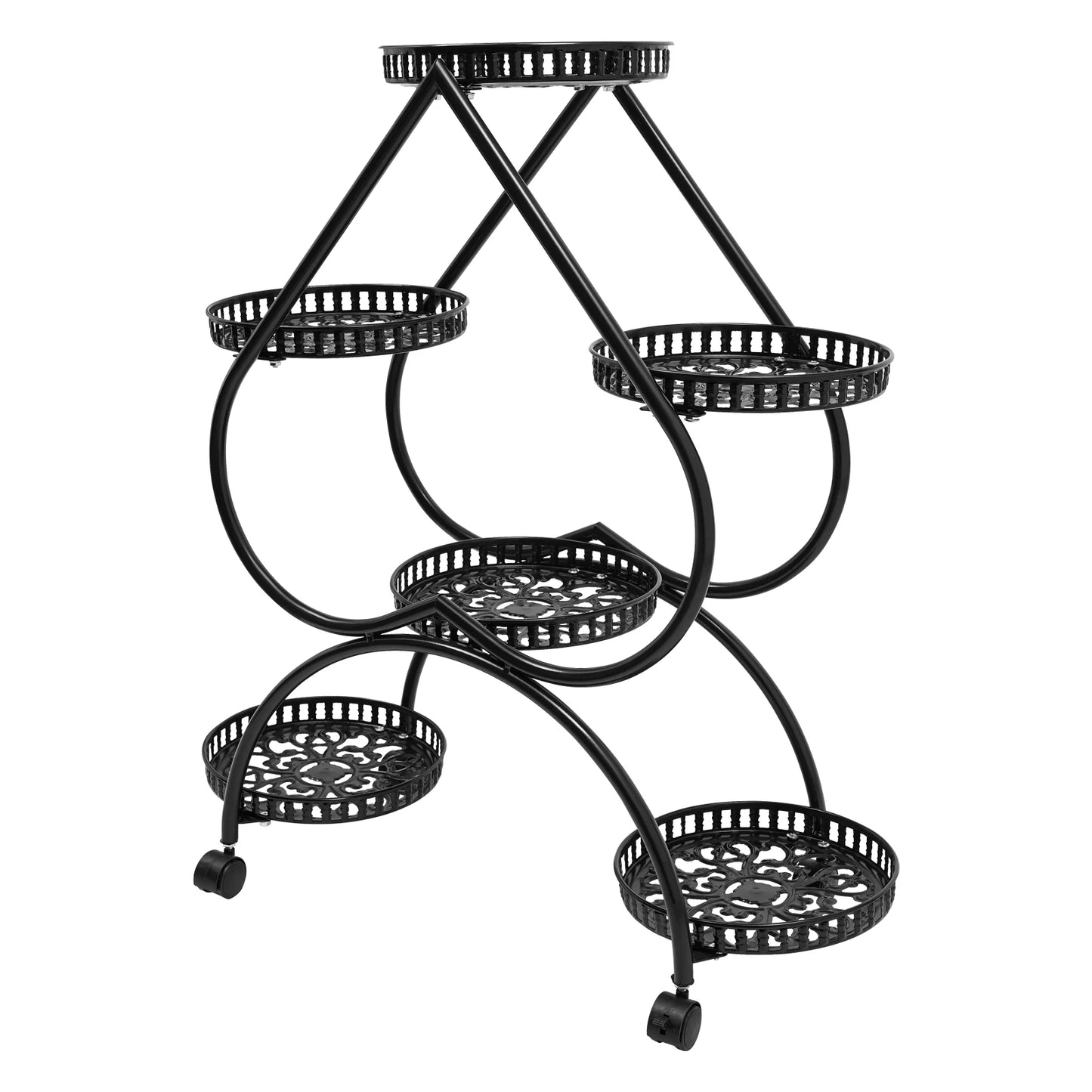 6 Potted Heart Flowerpot Stand 4 Tier Plant Stand for Patio Garden Living Room Corner Balcony and Bedroom