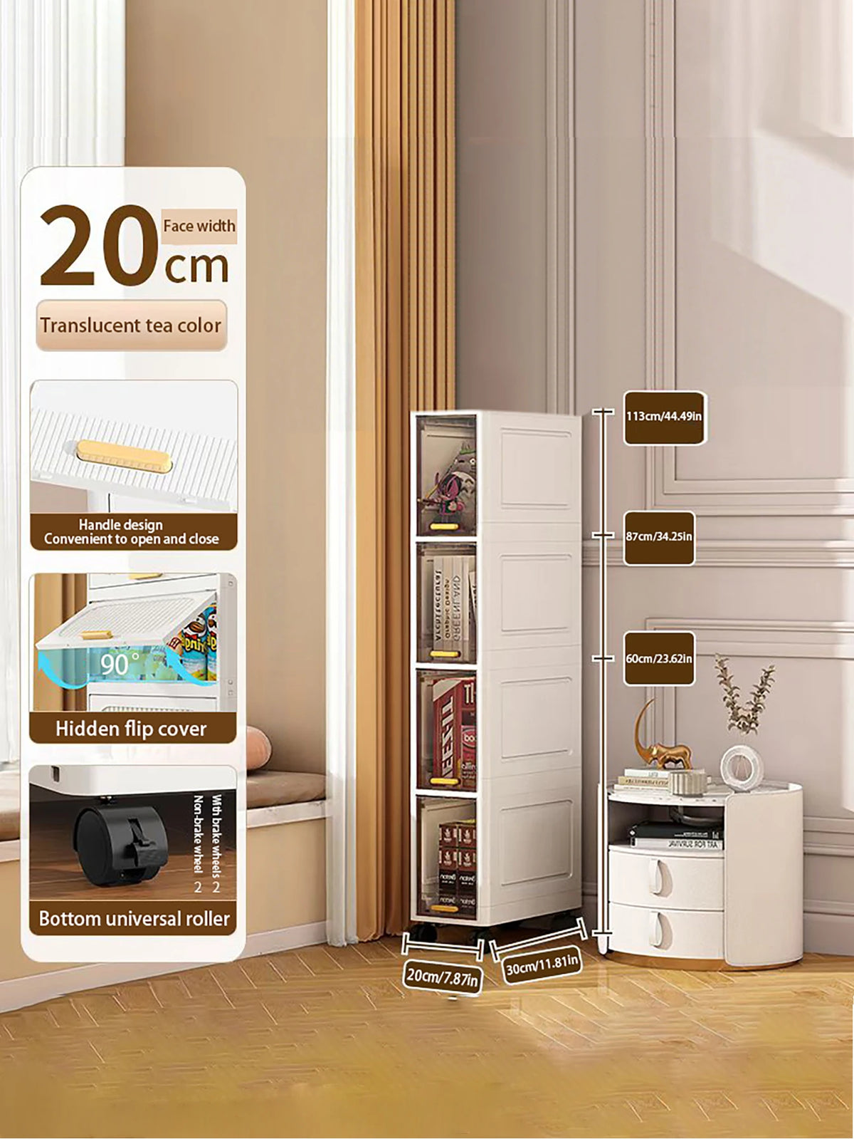 Gap storage cabinet, multi-functional ultra-thin organizer-suitable for kitchen and bathroom gaps, storage cabinet, home storage