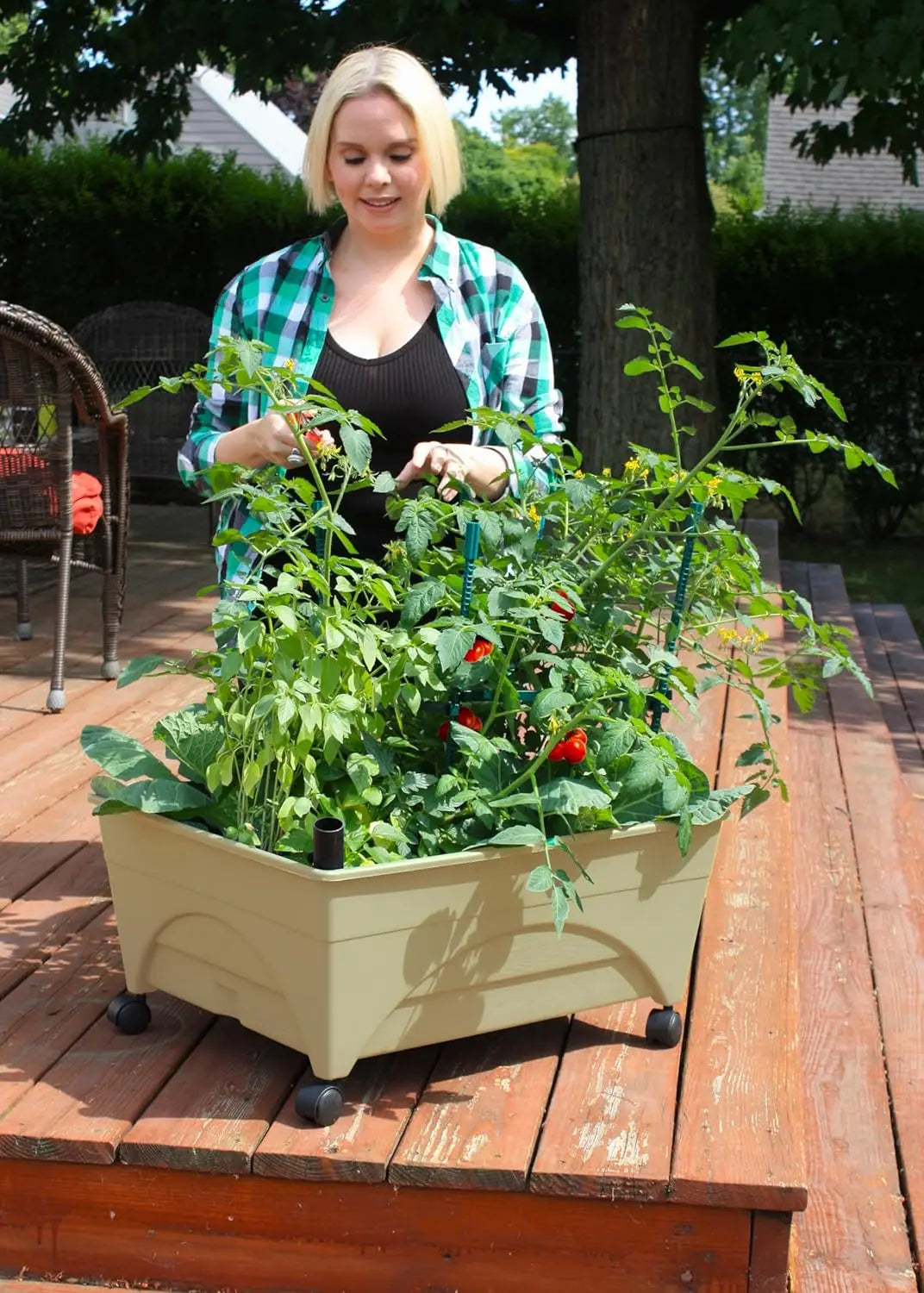 Self-Watering Raised Garden Bed with Casters - Mobile Planter Box for Easy Aeration and Gardening