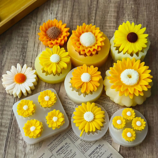 Sunflower Shape Silicone Candle Molds Easy Release DIY Wax Daisy Mould for Soy Wax Reusable Flower Shaped Mold Home Decor Gifts